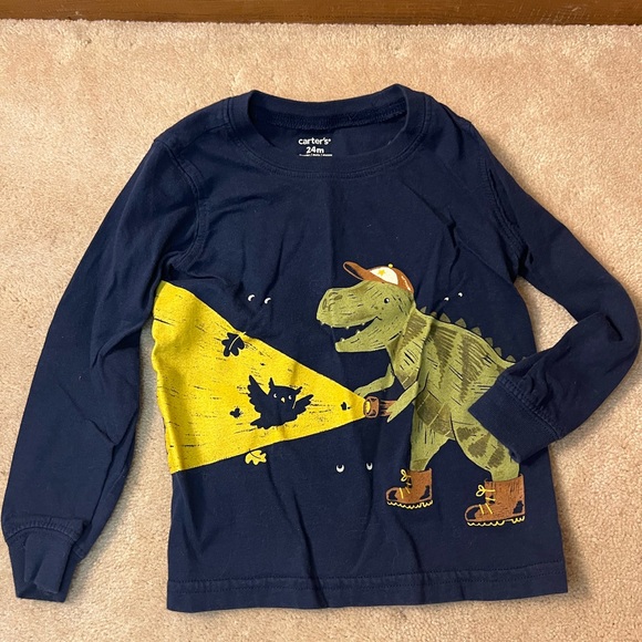 Boys Navy Dinosaur Long Sleeve and Cami Pants 24mt - Picture 2 of 5